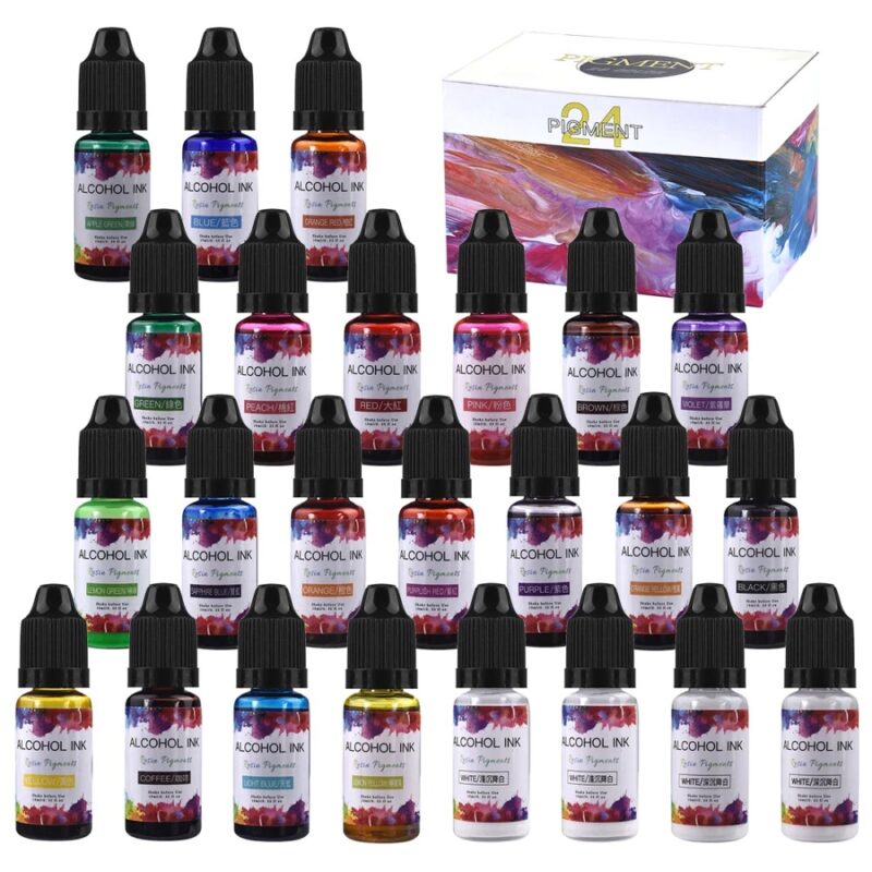 Box of 24 alcohol inks in various colors.