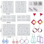 Silicone mold set for resin earrings, various shapes, and accessories.  Metal earring findings included.