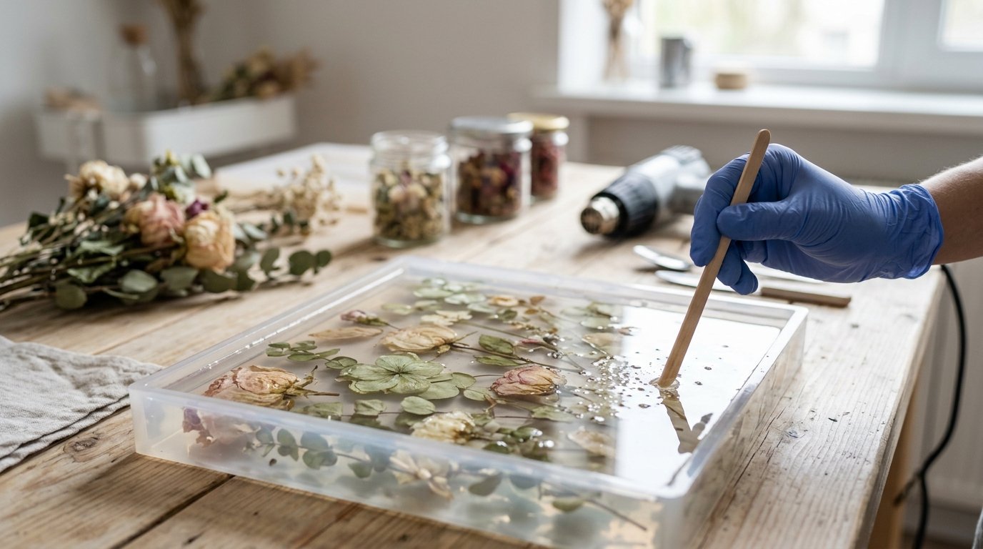 How to Make a Table With Dried Flowers in Clear Resin - Image 2